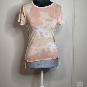 Poof New York Pink Tie Dye Ruched Side Top Size Small